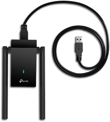 TP-Link AX1800 Wi-Fi 6 Dual Antennas High Gain Wireless USB 3.0 Adapter, Dual-Band, Auto Driver, MU-MIMO, Low- Latency, 1m Cable, Supports Windows 10/11, Highly Secure WPA3 (Archer TX20U Plus), Black