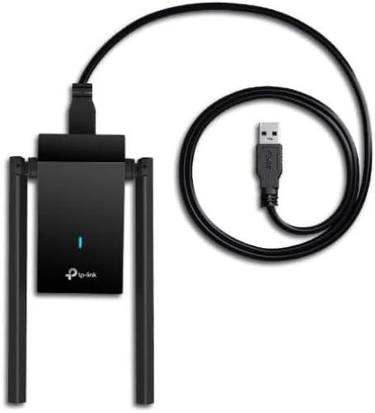 TP-Link AX1800 Wi-Fi 6 Dual Antennas High Gain Wireless USB 3.0 Adapter, Dual-Band, Auto Driver, MU-MIMO, Low- Latency, 1m Cable, Supports Windows 10/11, Highly Secure WPA3 (Archer TX20U Plus), Black