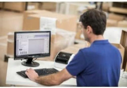 Brother QL-1100C Label Printer | Shipping Labeller | PC Connected | Desktop | Wide Format 4 Inch Labels,Black , White