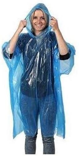 Emergency waterproof rain poncho coat with hood blue