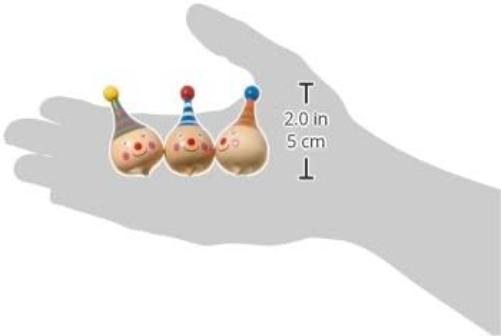 small foot 6138 Set of 6 spinning tops "Clown" made of wood, with clown faces, as a present or for birthdays, from 3 years old Spinning top clown