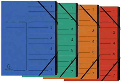 Exacompta - Ref 540704E - Stapled Spine Multipart File - 245 x 320mm in Size, Suitable for Storing A4 Documents - 7 Tabbed Sections - Orange Cover with Reinforced Tabs Black Interior 7 Compartments Orange