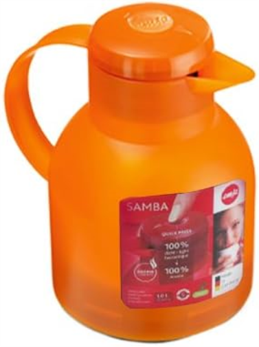 Emsa Samba 504234 Insulated Thermos Can 1.0 L Quick Press Translucent Orange