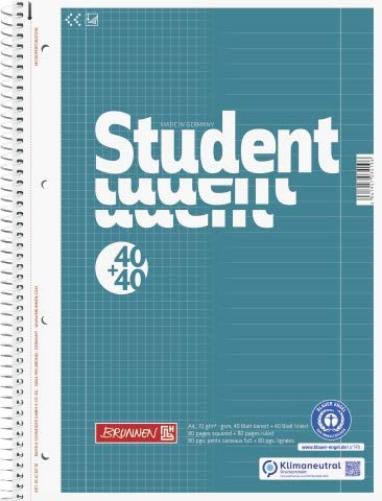 Brunnen College Notepad Student Duo Recycled A4 40 Sheets Squared