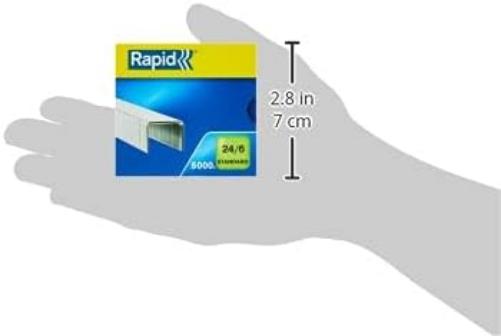 Rapid 24/6mm Standard Staples, For Stapling up to 20 Sheets, Use with Desktop and Electric Staplers, Galvanised Wire, Box of 5000, 24859800