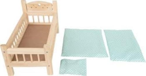 small foot 9601 Doll bed made of wood, doll furniture accessories, pillow and blanket in heart design, from 3 years