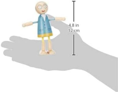 Small Foot Wooden Bending Family 6 Dolls Detailed Flexible and Durable from 3 Years 11804 Toys, Natural bending dolls family