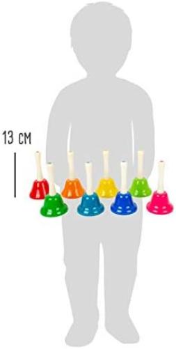 Small Foot 11693 Hand Bells Set, Set of 8, Toy for Early Education, Wooden Musical Instrument, for Ages 3+ Years, Multicoloured