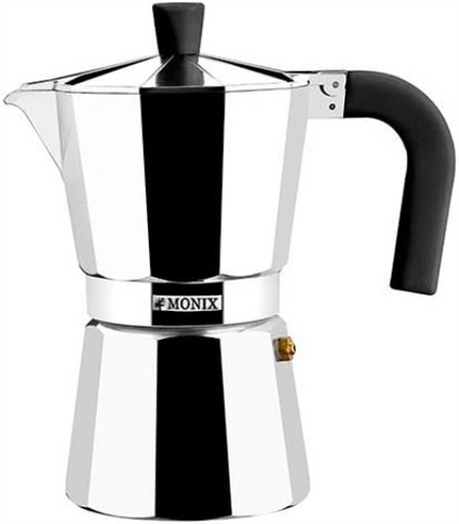 Monix Vitro Expres Non-Stick Coffee Maker, Aluminium, Silver, 3 Cups