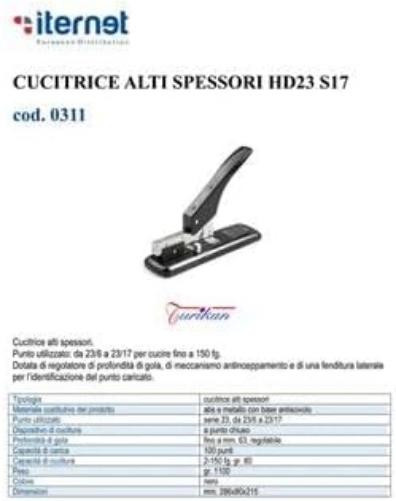 Stapler for High Thicknesses 17 mm Max + 1000 Staples 23/17 x Office