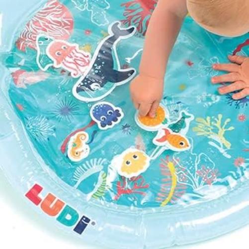 Ludi - Marine Water Mat - Large Sensory Activity Mat to Awaken the Baby - Develop Motor Skills - 16 Sea Animals - From 10 Months