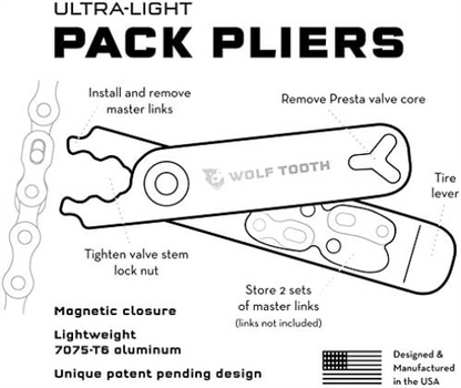 Wolf Tooth Pack Pliers Master Link Combo Chain Tool (Black/Grey