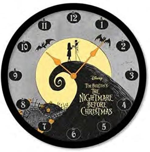 The Nightmare Before Christmas Wall Clock (Jack Skellington and Sally Design) 25cm Diameter - Official Merchandise, White