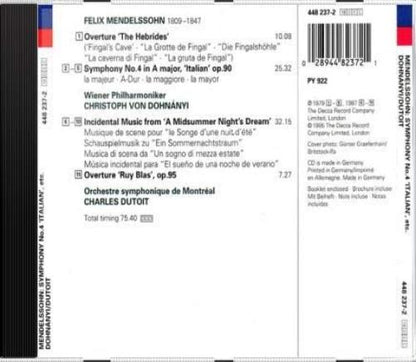 Symphony No 4/Midsummer Nights Dream (Vpo/Dohnanyi