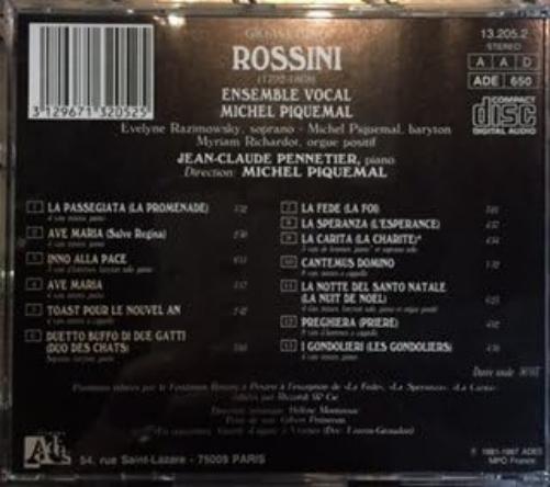 "ROSSINI" Ensemble Vocal Michel Piquemal CD, frankreich 1991, Laufzeit 56'03''