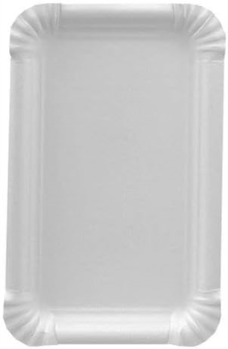 Papstar Paper Plates/Disposable Plates White, Square, Pure" (Pack of 250), 100% Fresh Fibre Cardboard, 11 x 17.5 cm, Food-Safe, Compostable, for Household/Catering, 11057