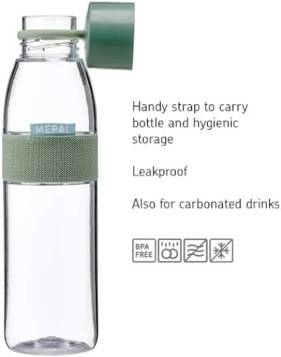 Mepal – Water Bottle Ellipse – Reusable Water Bottle – Leak Proof Drinking Bottle Suitable For Carbonated Drinks – BPA-Free - 700 ml – Nordic Green Nordic Green 700 ml Water bottle Ellipse