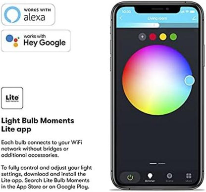 Lite Bulb Moments LED Light Bulb – 4.5W White and Colour Ambiance E14 Smart Light Bulbs – Dimmable, No Hub Required - Follows Circadian Rhythm – Compatible with Google Home Assistant, Amazon Alexa
