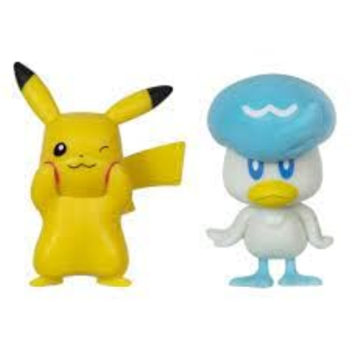 Pokémon Battle Figure First Partner 2 Pack - 2-Inch Quaxly and Pikachu Battle Figures with Authentic Details
