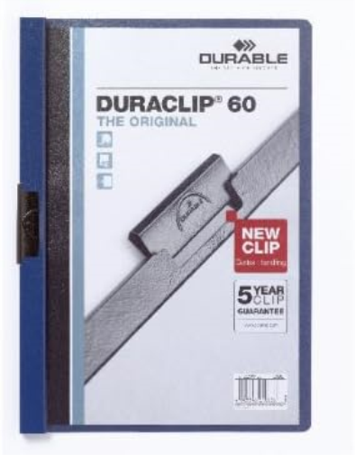 Durable DURAClip 60 A4 Clip Folder | Holds Up to 60 Sheets of A4 Paper | Robust Metal Sprung Clip | Pack of 25 Midnight Blue Coloured Files