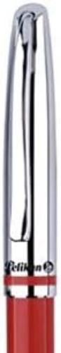 Pelikan elegante Bolígrafo metálico Linea Jazz, clip elástico y mecanismo giratorio, cuerpo rojo y plata, tinta Pelikan negra - 0F0R60