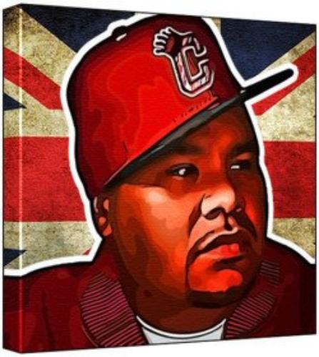 Fat Joe - Pop Art Print (Multicolour; Grungy Union Jack Background) 50 x 50 x 2 cm Large Square Deep Box Canvas