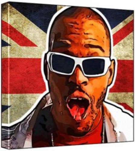Fabolous - Pop Art Print (Multicolour; Grungy Union Jack Background) 30 x 30 x 2 cm Medium Square Deep Box Canvas