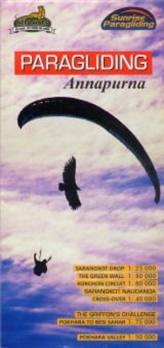 Paragliding Annapurna map, Pokhara Valley 1:50,000 Green Wall, Sarangkot Drop, Korchon Circuit, Griffon's Chall