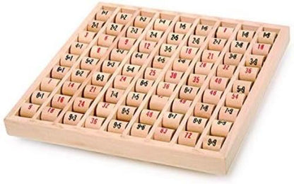 Small Foot 11059 Multiplication Table Made of Wood, Learning Game for The Elementary School, Calculating Board with self-Control Toys, Multicolored FSC® wood