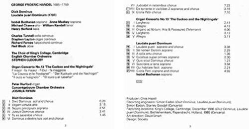 Handel: Dixit Dominus / Laudate Pueri Dominum (King's College Cho