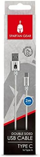Spartan Gear - Double Sided USB Cable (Type C) (Length: 2m - Compatible With PlayStation 5Xbox Series X/Stabletmobile) (Colour: White) [