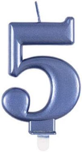 Dazzling Metallic Blue Number 5 Birthday Candle - Perfect Cake Topper for Unforgettable Milestones - 1 Pc