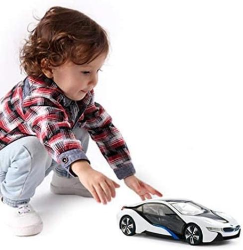 Liberty Imports-48400 BMW I8 1:24 Coche con Control Remoto, Color Blanco y Negro, Scale (Rastar Conce12pt Car