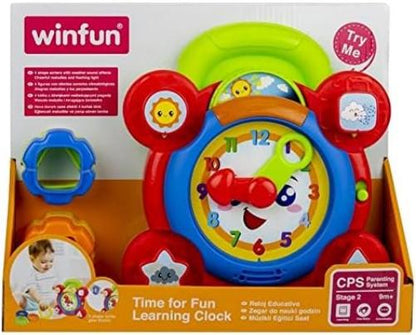 Winfun Time For Fun Learning Clock | A Fun Interactive Way To Learn To Read The Time | Movable Hands And Sound Effects | Suitable For Boys And Girls Aged 3 Months And Up