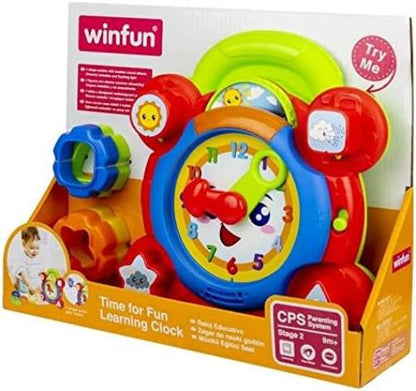 Winfun Time For Fun Learning Clock | A Fun Interactive Way To Learn To Read The Time | Movable Hands And Sound Effects | Suitable For Boys And Girls Aged 3 Months And Up