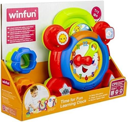 Winfun Time For Fun Learning Clock | A Fun Interactive Way To Learn To Read The Time | Movable Hands And Sound Effects | Suitable For Boys And Girls Aged 3 Months And Up