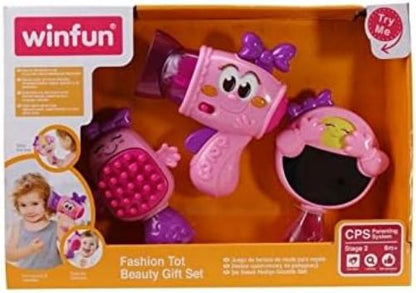 Winfun Fashion Tot Beauty Gift Set |Interactive Hairbrush, Mirror And Hair Dryer With Lights And Sound Effects | Suitable For Boys And Girls Ages 6 Months And Up