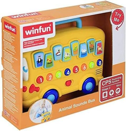 winfun Animal Sounds Bus | Musical Pull Along Bus With Interactive Animal Sound Effect Buttons | Suitable For Boys And Girls Ages 6 Months And Up Multicolor 000676