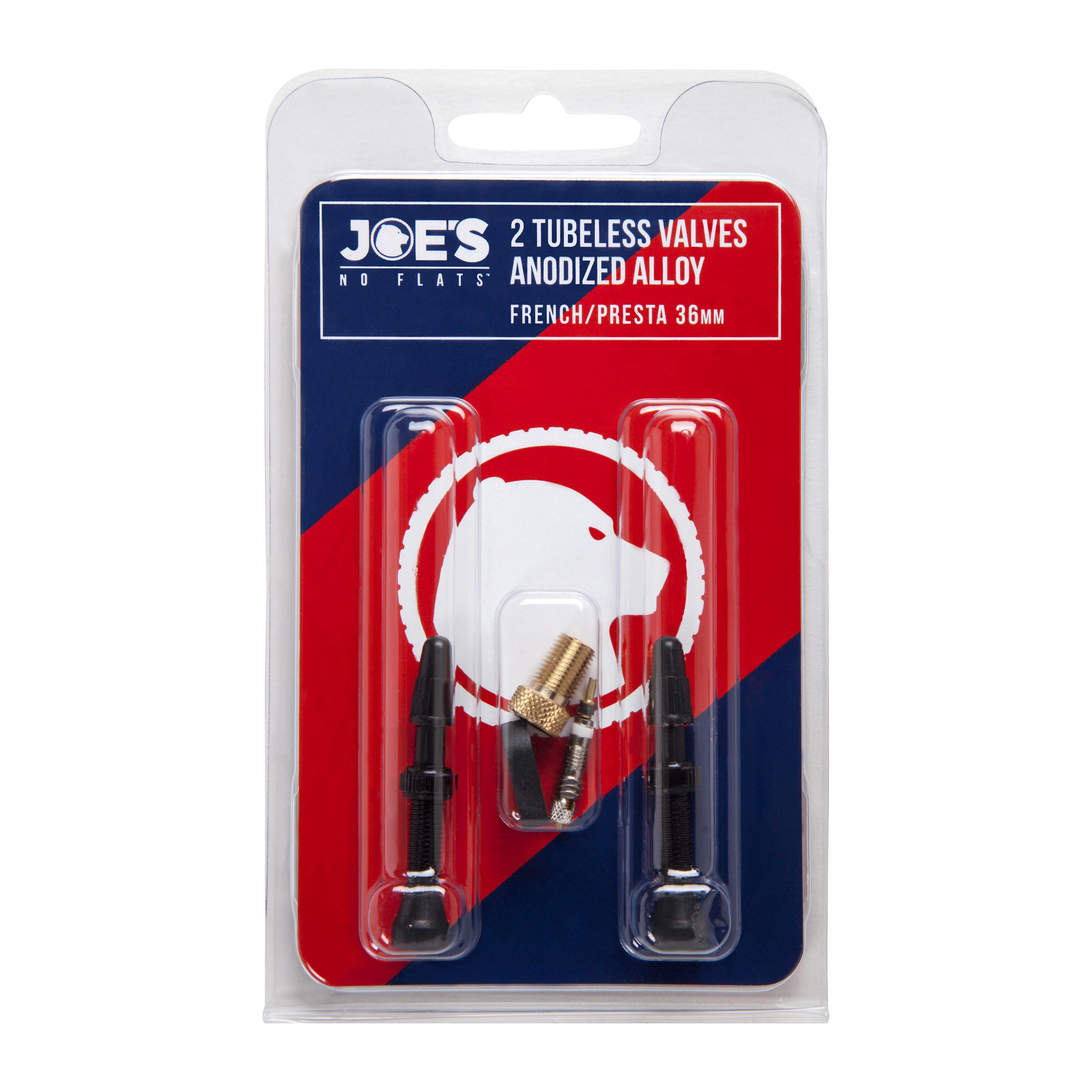 Joe's No Flats Tubeless Anodized Black Presta Valves (Pair) 36Mm  36Mm