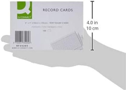 Q-Connect Record Card 152x102mm Ruled Feint White (100 Pack