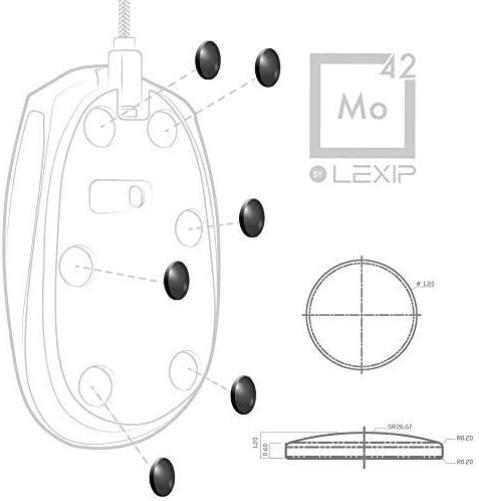 LEXIP GAMING - MO42 - SET OF 6 CERAMIC GLIDE FEET FOR MOUSE (PC