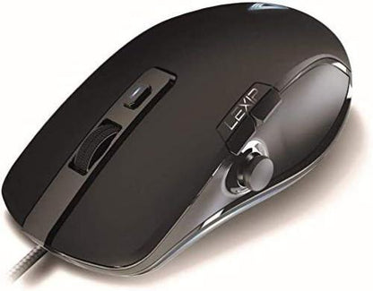 Lexip - Np93 Alpha Gaming Mouse - with internal 2-axis joystick - ultimate glide with ceramic pads + adjustable weight + 12 programmable buttons, Black