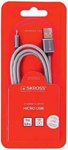 SKROSS Charge Sync Charging Cable Silver One Size
