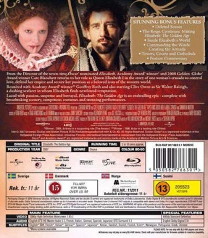 Elizabeth - The Golden Age (Blu-ray 2010) Region free Scandinavian Import