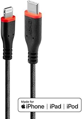 LINDY 2m Reinforced USB Type C to Lightning Charge & Sync Cable LINDY 31287 2m robustes USB Typ C an Lightning Ladekabel