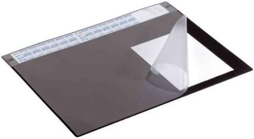 Durable Desk Mat with Annual Calendar Grey | 65 x 52 cm | Pack of 1 | Anti-Glare Transparent Overlay Included and Can be Removed
