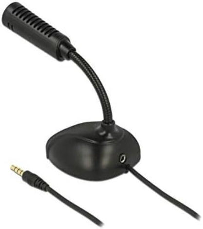 DeLOCK 65872 Omnidirectional Condenser Microphone for Smartphone/Tablet with Gooseneck 3.5 mm 4 Pin Jack Plug + 3.5 mm Jack Socket, 1.7 m Cable Length, Ideal for Skype, Chatting, Recording