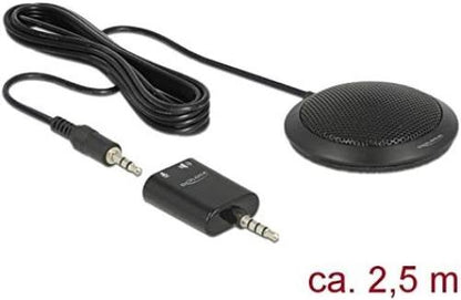 DeLOCK Condenser Table Microphone Omnidirectional for Conferencing, Skype, Meeting, Recording with 3.5 mm Jack Plug, Long Range 2.5 m Cable Length, 65873,Black