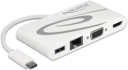 DeLOCK Docking Station USB C 3.1 HDMI 4K + VGA + LAN + USB Adapter White