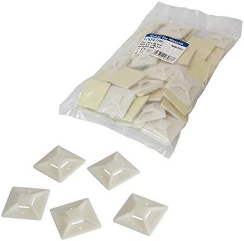 LogiLink KAB0045 40 x 40 mm Self Adhesive Cable Mounts (Pack of 100)